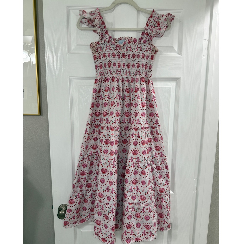 Hill House Home Ellie Nap Dress Womens XXS Pink Seashell Mermaid Print Excellent - Picture 3 of 7